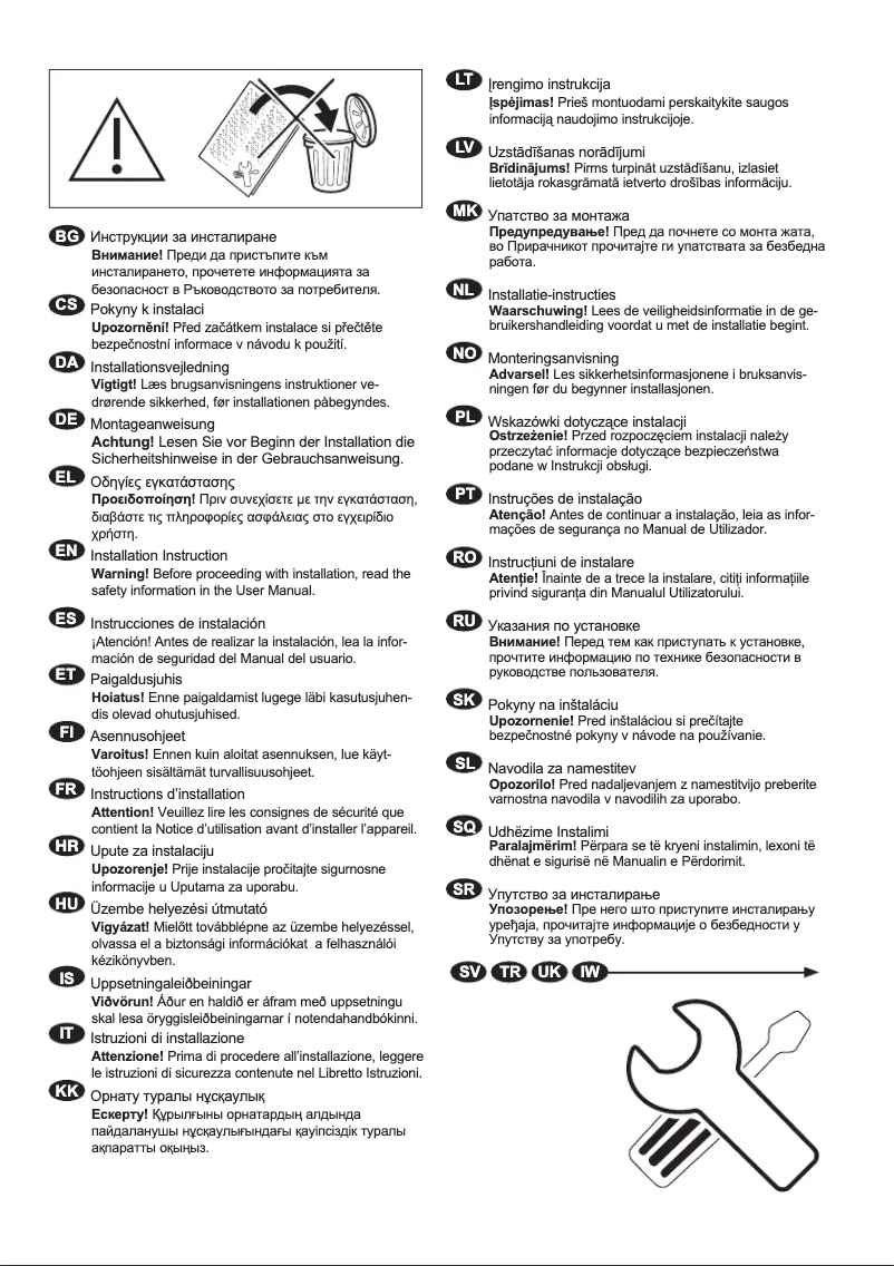Page 1 de la notice Guide d'installation Electrolux EW7W495W
