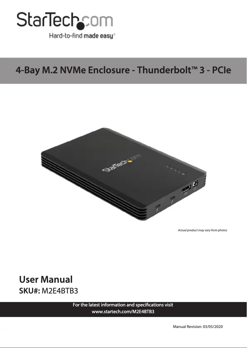 Page n°1 - Manuel utilisateur StarTech.com M2E4BTB3