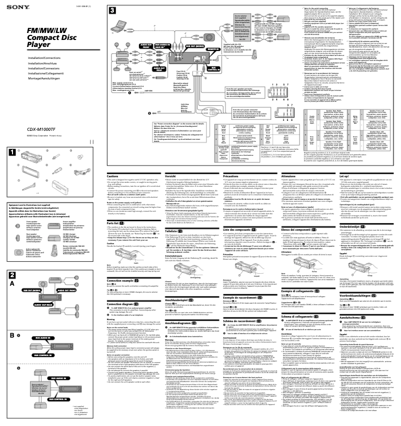 Page 1 de la notice Guide d'installation Sony CDX-M1000TF