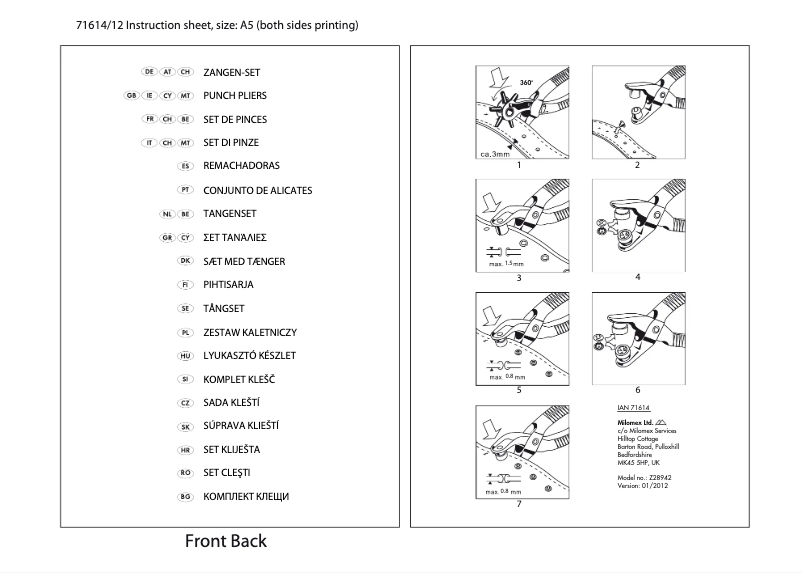 Page 1 de la notice Manuel utilisateur Powerfix IAN 71614