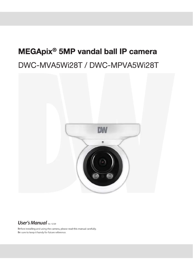 Page n°1 - Manuel utilisateur Digital Watchdog MegaPix IVA+ DWC-MPVA5WI28T