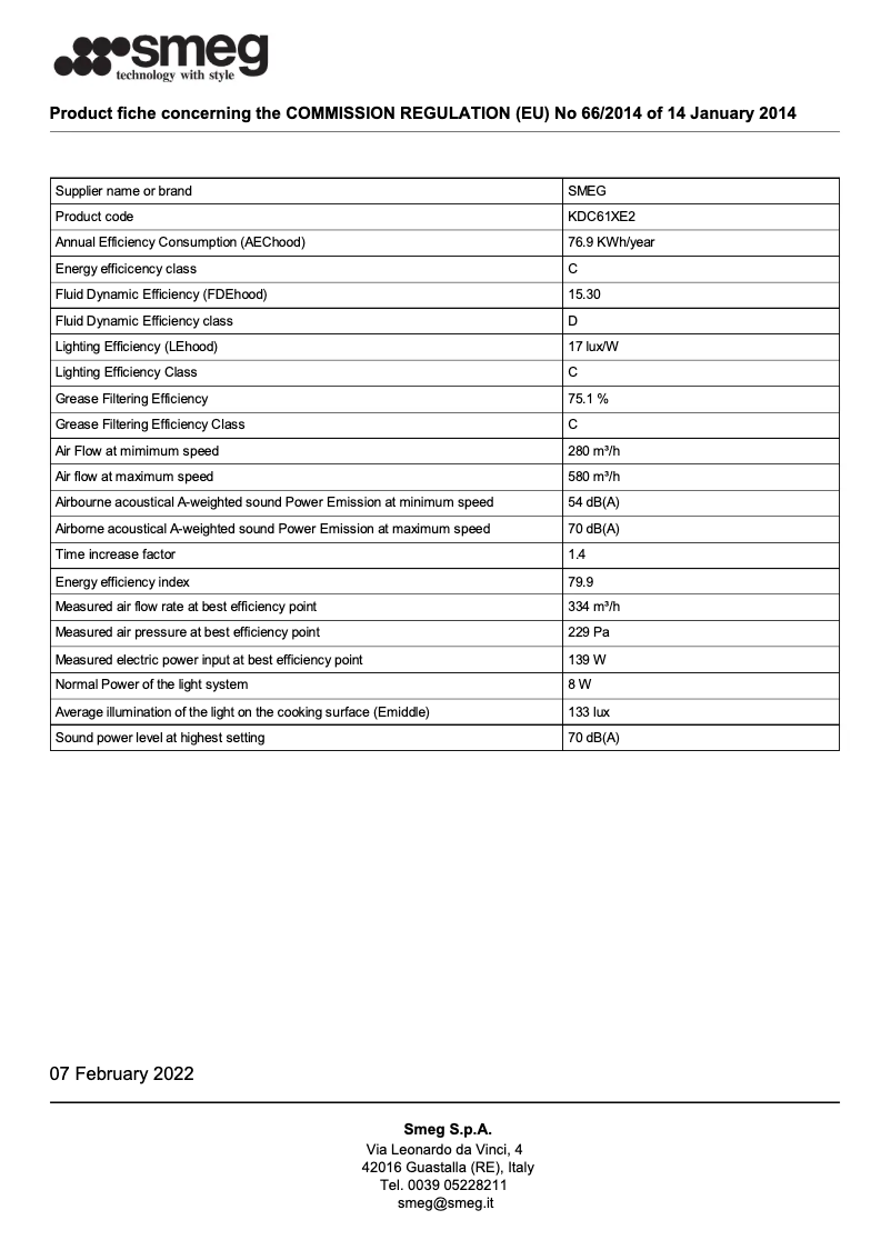 Page 1 de la notice Brochure Smeg KDC61XE2