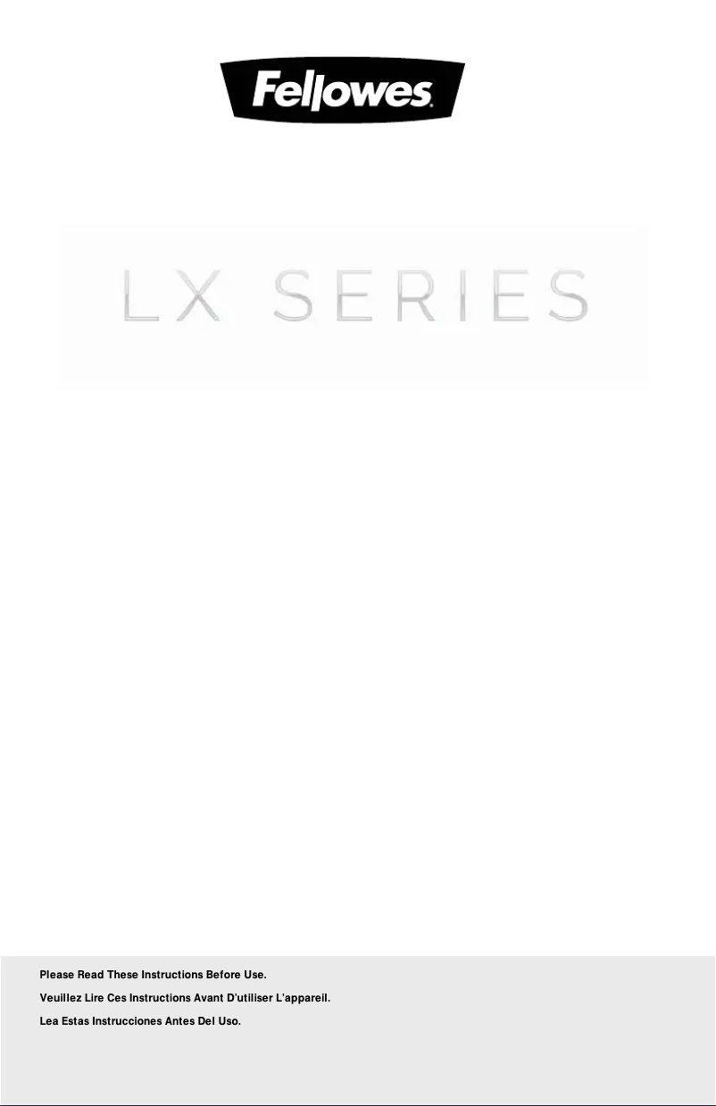 Page 1 de la notice Manuel utilisateur Fellowes Powershred LX180