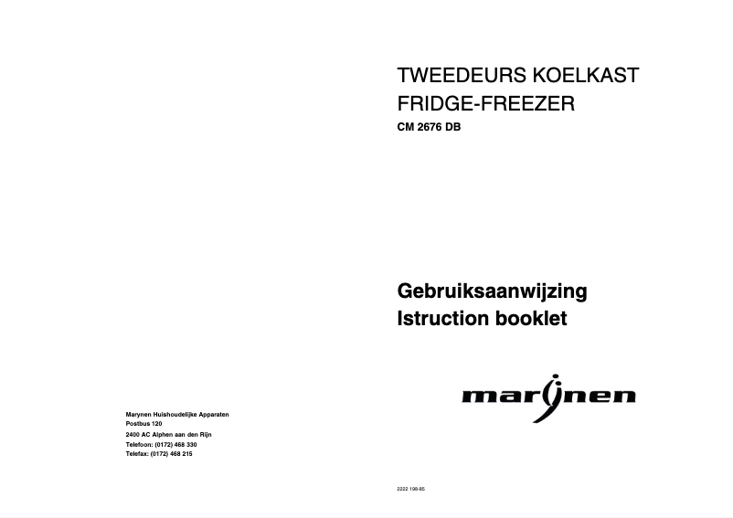 Page 1 de la notice Manuel utilisateur Marynen CM 2676 DB