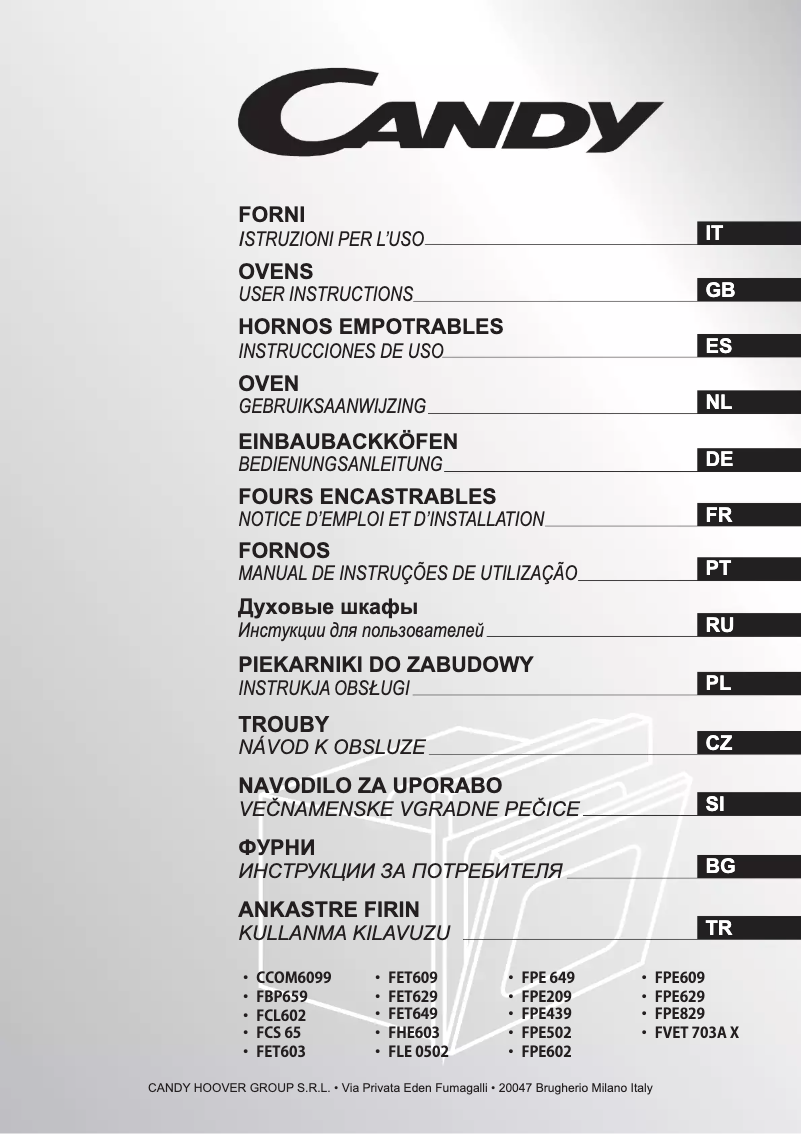 Page 1 de la notice Manuel utilisateur Candy FPE609A - CH64C