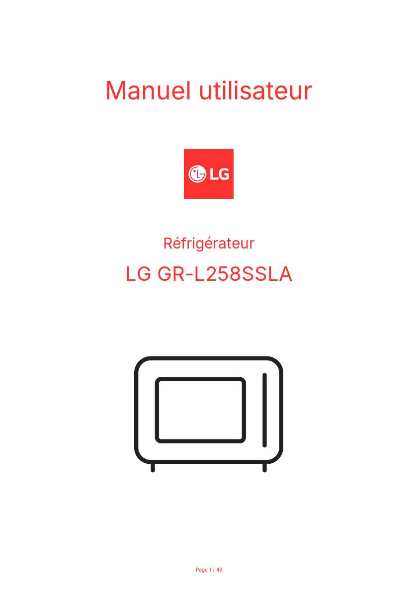 Page n°1 - Manuel utilisateur LG GR-L258SSLA