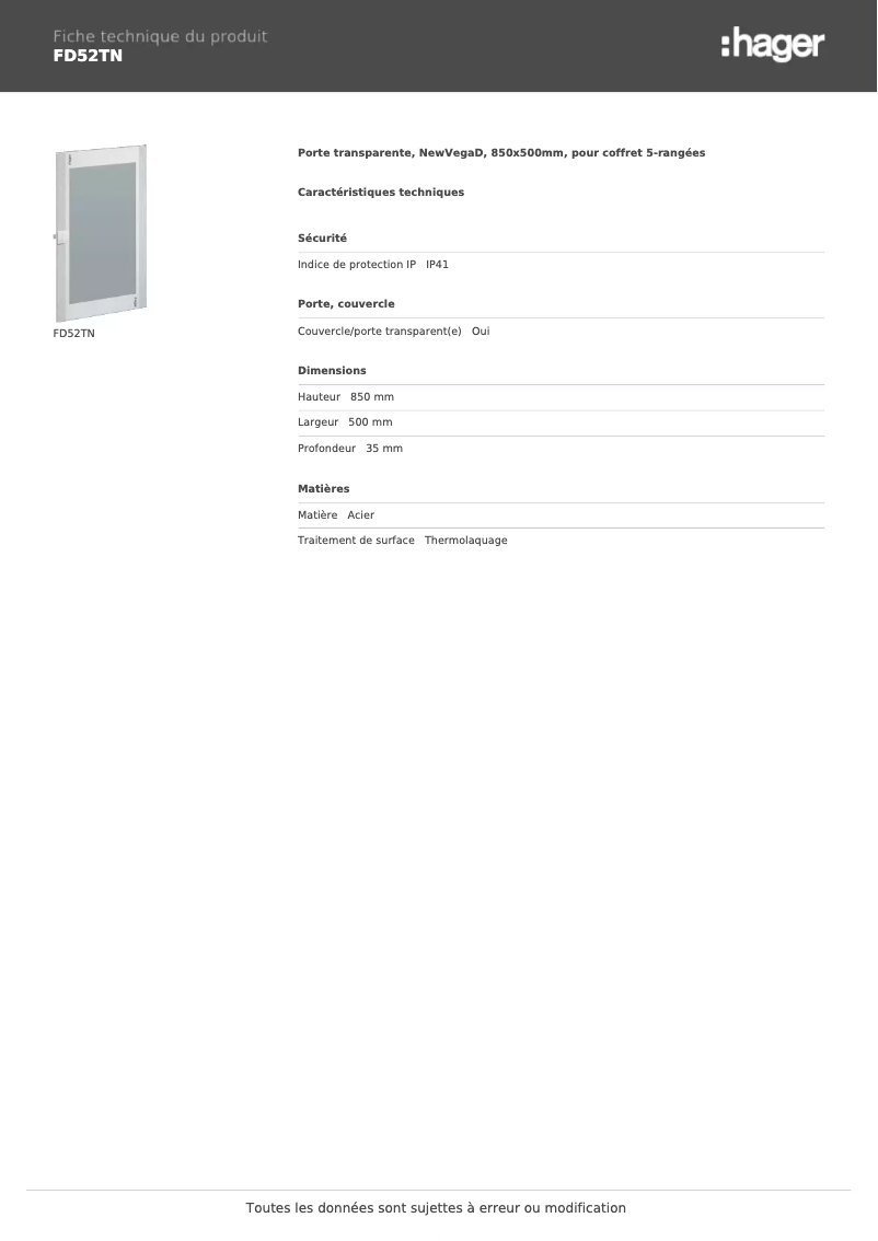 Image de la première page du manuel de l'appareil FD52TN