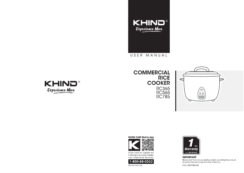 Page 1 de la notice Manuel utilisateur Khind RC565