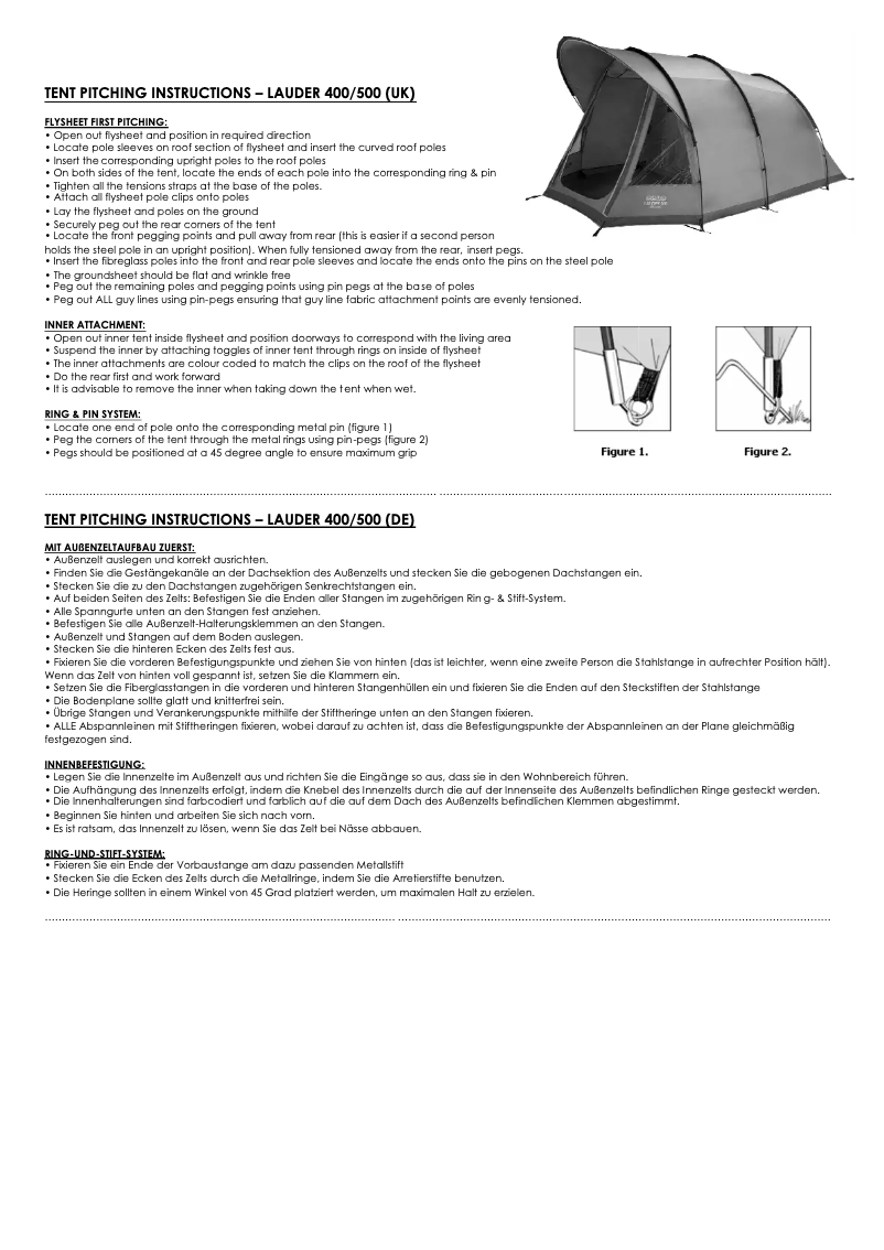Page n°1 - Manuel utilisateur Vango Lauder 500