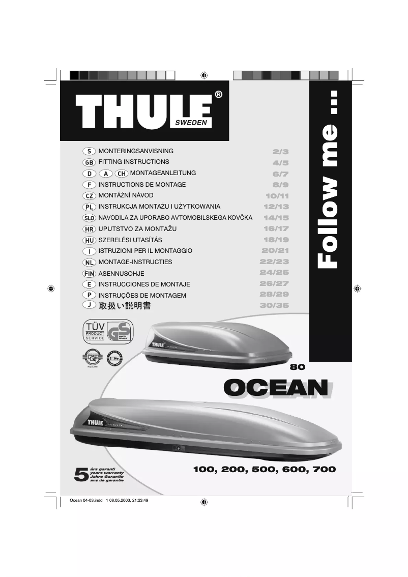 Page n°1 - Manuel utilisateur Thule Ocean 700