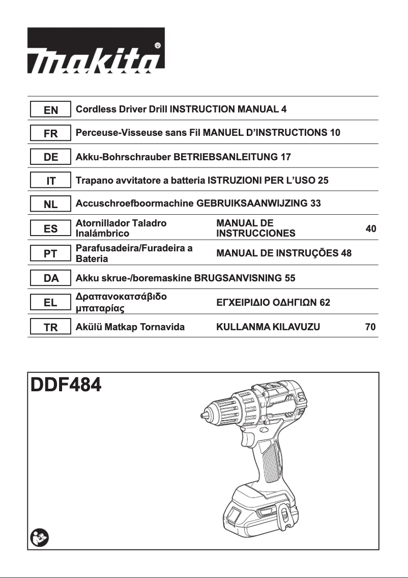 Page n°1 - Fiche technique Makita DDF484Z