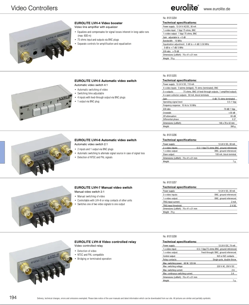 Page n°1 - Catalogue Eurolite LVH-5