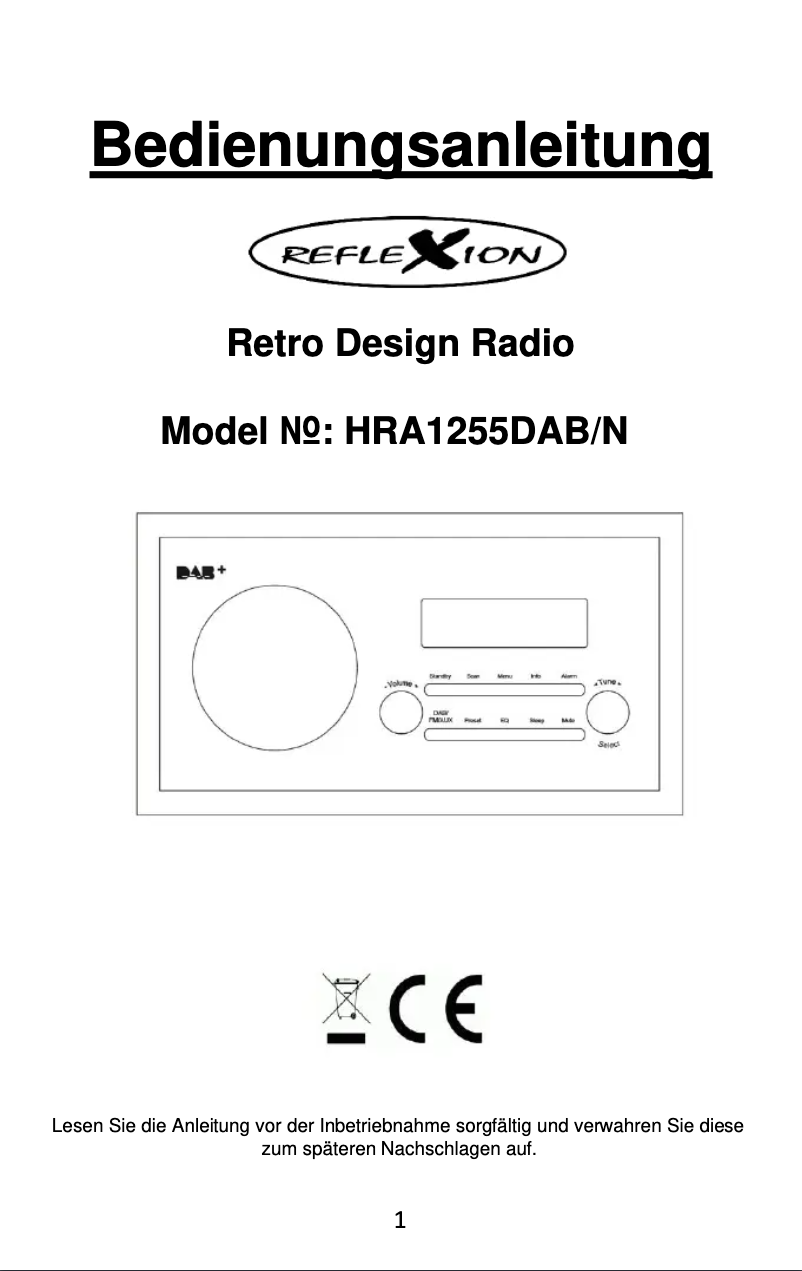 Page 1 de la notice Manuel utilisateur Reflexion HRA-1255DAB