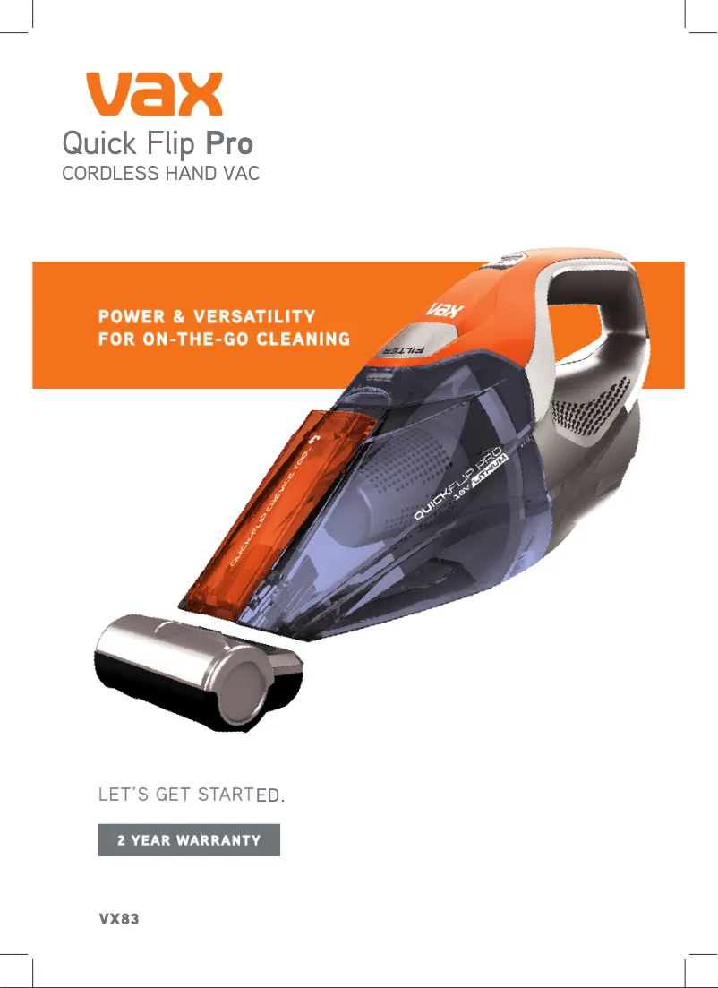 Page 1 de la notice Manuel utilisateur Vax Quick Flip Pro VX83