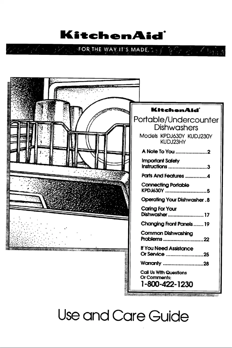 Page 1 de la notice Manuel utilisateur KitchenAid KUDJ230Y1