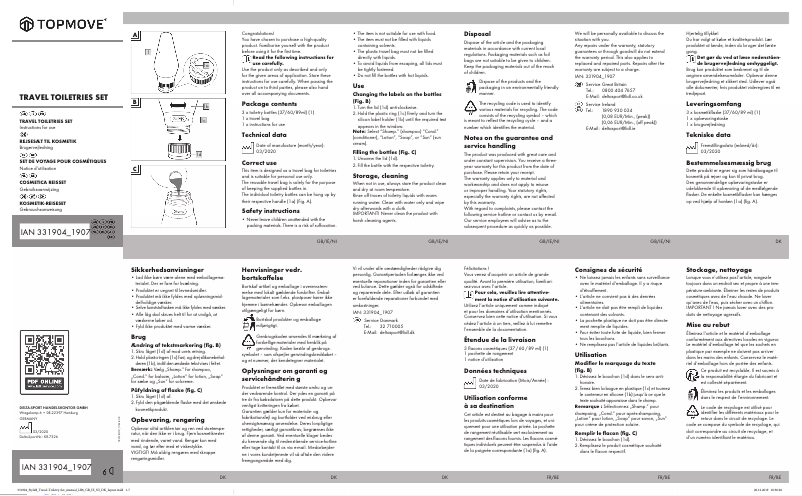 Page n°1 - Manuel utilisateur Topmove IAN 331904