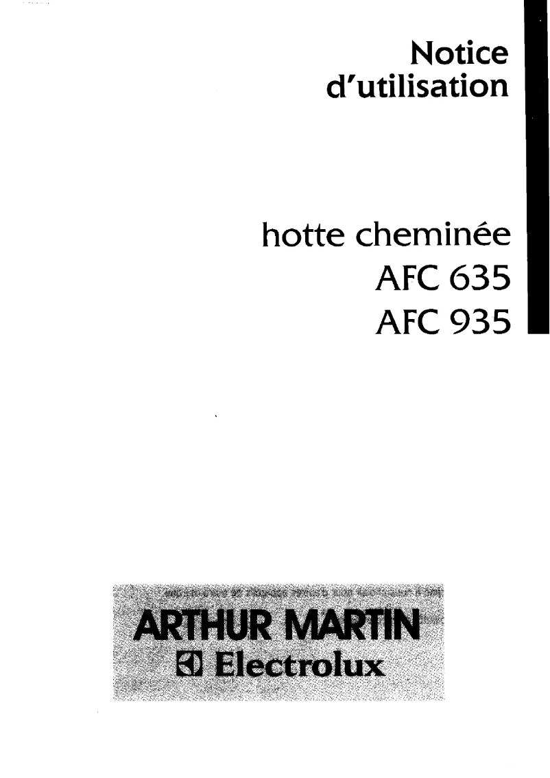 Page 1 de la notice Manuel utilisateur Arthur Martin-Electrolux AFC935X