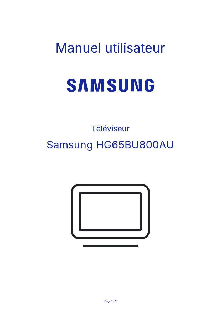 Page n°1 - Manuel utilisateur Samsung HG65BU800AU