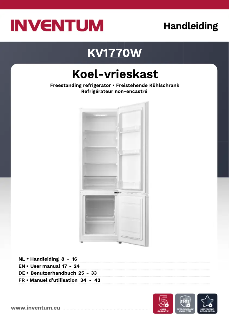 Page 1 de la notice Manuel utilisateur Inventum KV1770W