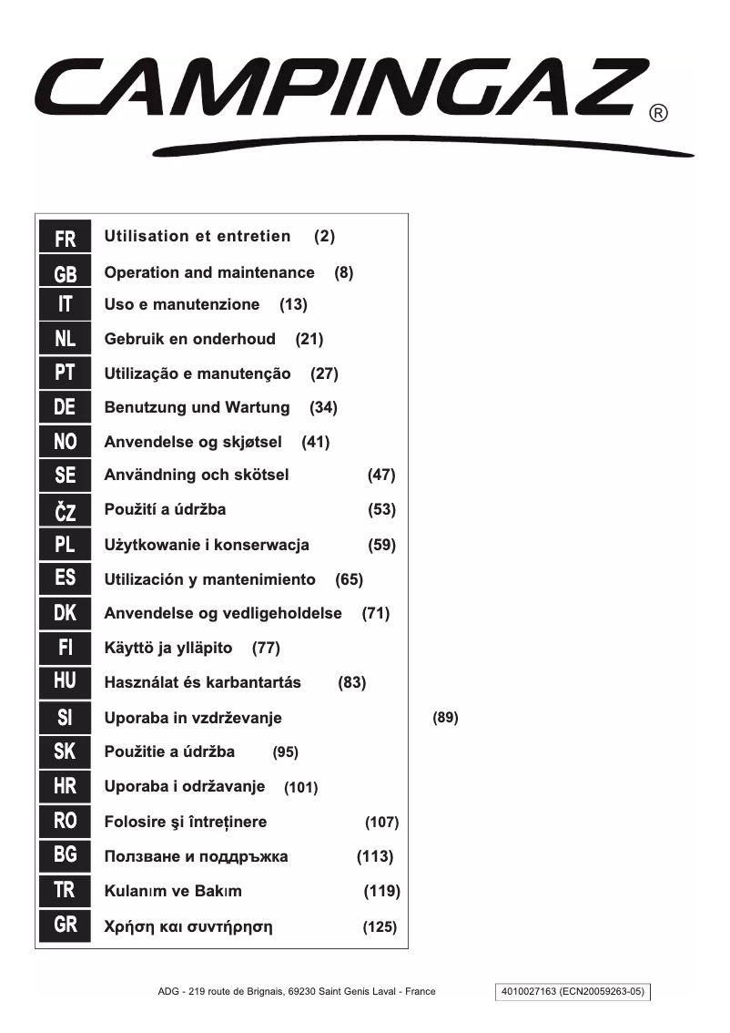 Page n°1 - Manuel utilisateur Campingaz 4 series Classic EXS