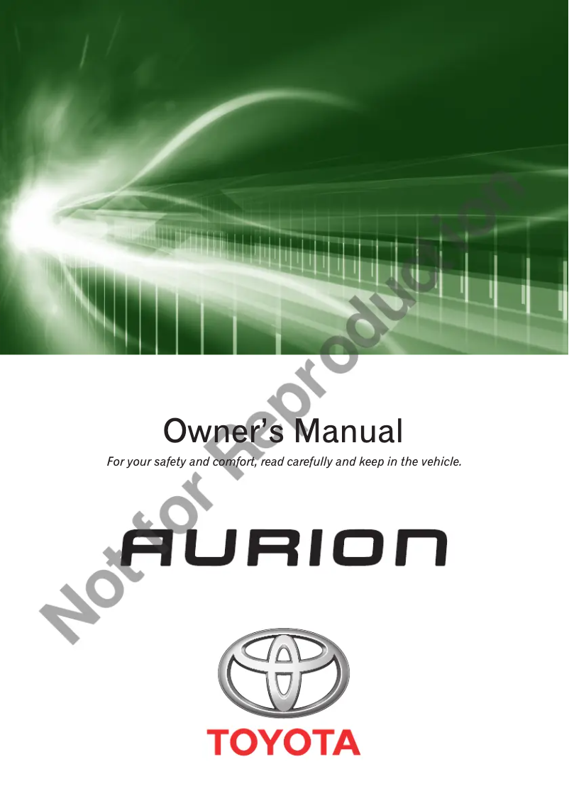 Página 1 del manual Manual de usuario Toyota Aurion (2017)