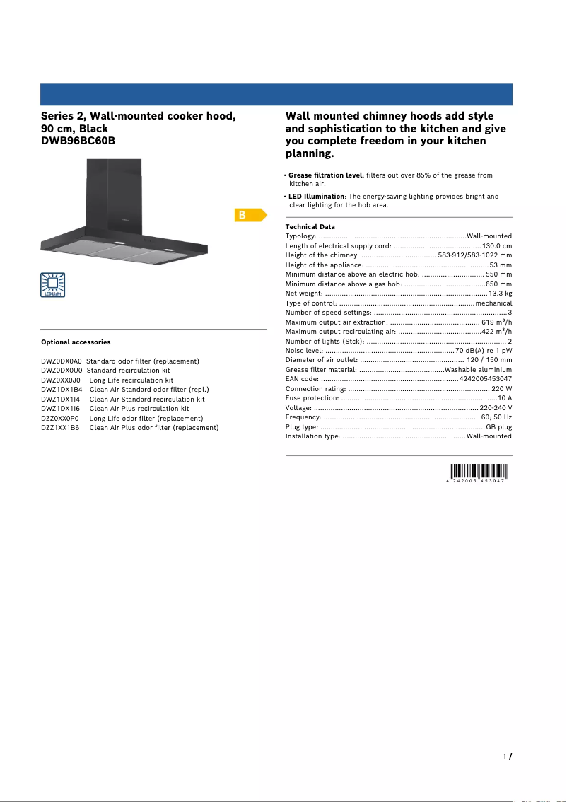 Image de la première page du manuel de l'appareil DWB96BC60B
