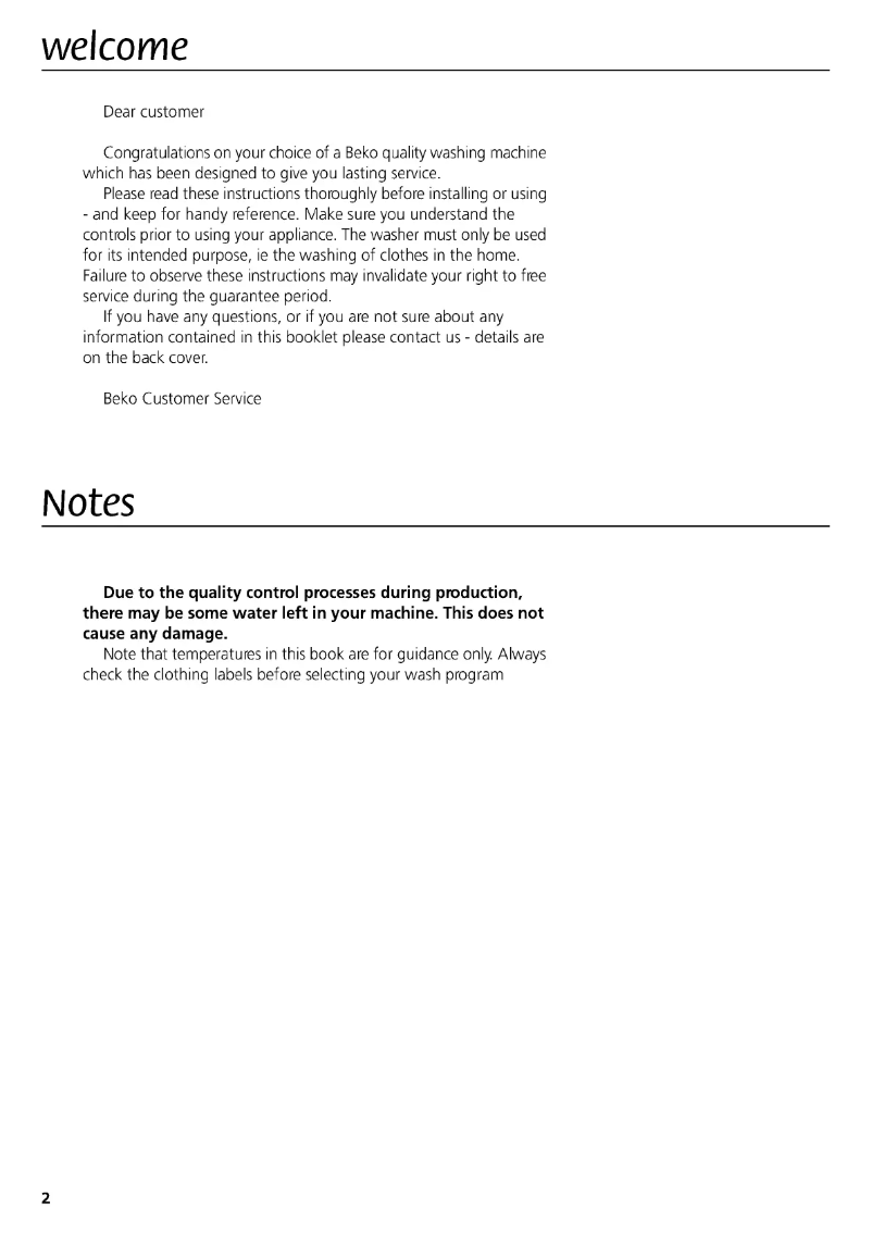 Page 1 de la notice Manuel utilisateur Beko WMA 10