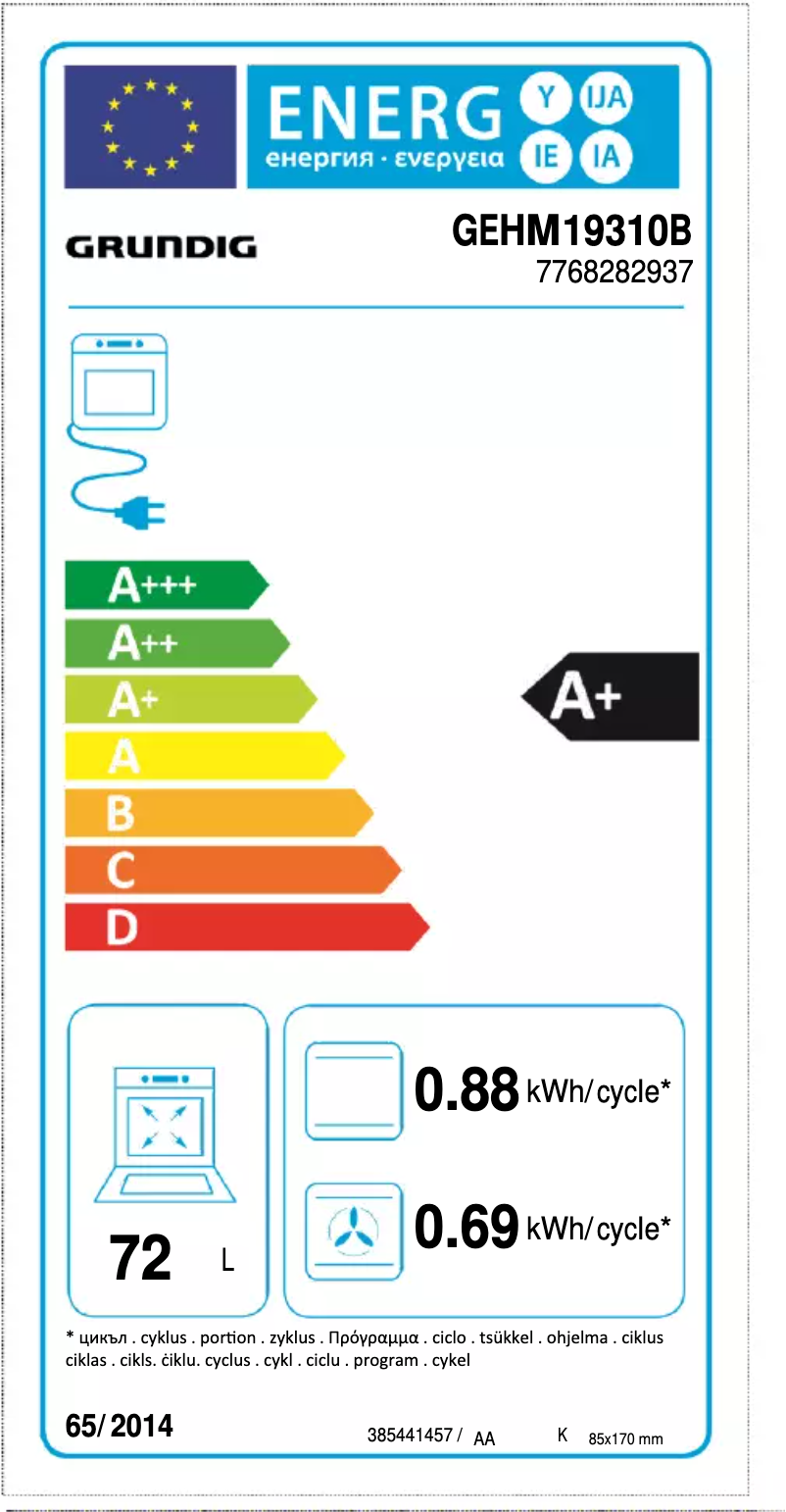 Page n°1 - Label énergétique Grundig GEHM 19310 B