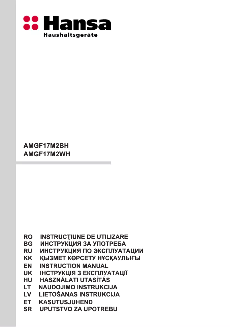 Page n°1 - Manuel utilisateur Hansa AMGF20E1GFBH
