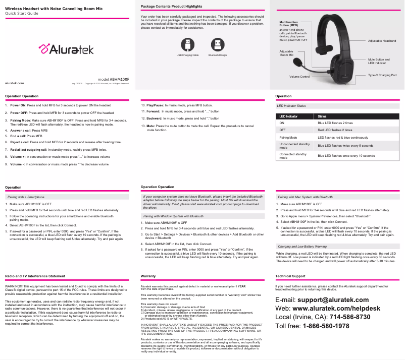 Page 1 de la notice Mode d'emploi Aluratek ABHM100F