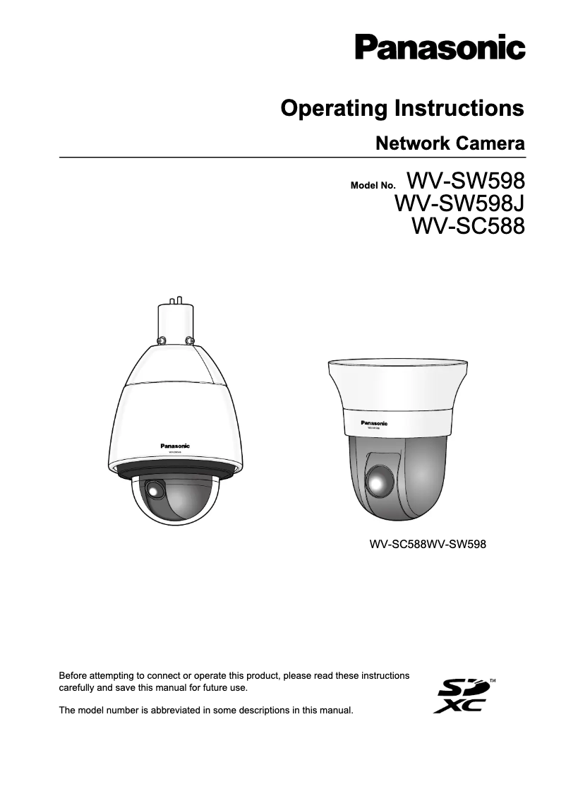 Page 1 de la notice Manuel utilisateur Panasonic WV-SW598J
