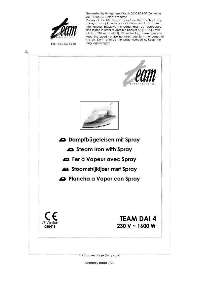 Imagen de la primera página del manual del dispositivo DAI 4