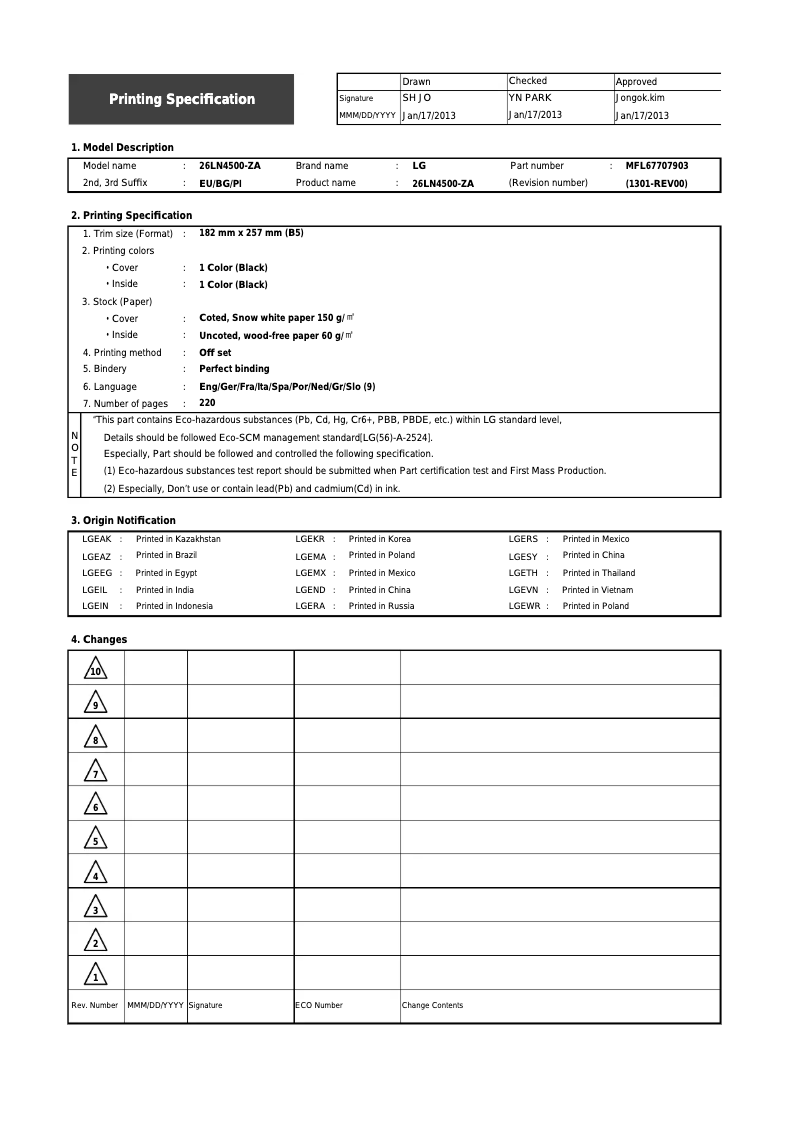 Página 1 del manual Manual de usuario LG 26LN4573