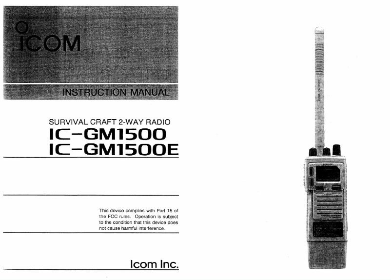 Page 1 de la notice Manuel utilisateur ICOM ICGM1500