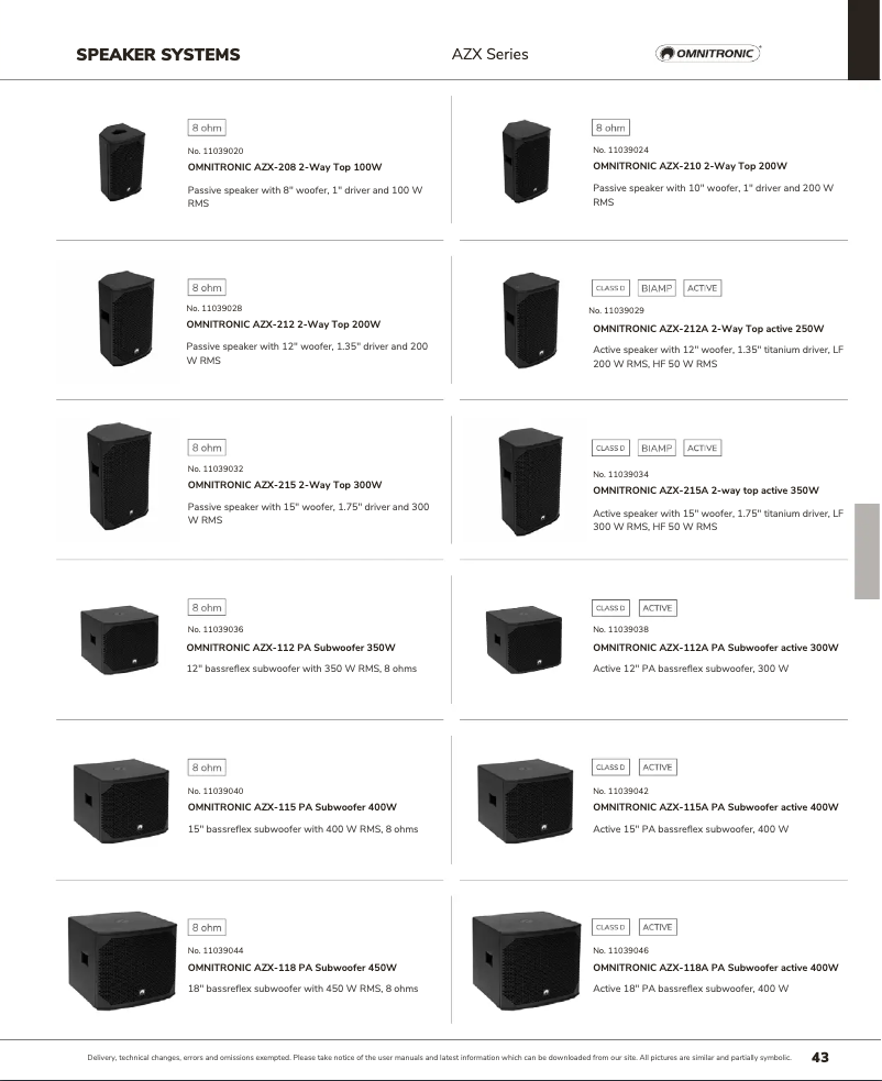 Page n°1 - Catalogue Omnitronic AZX-215A