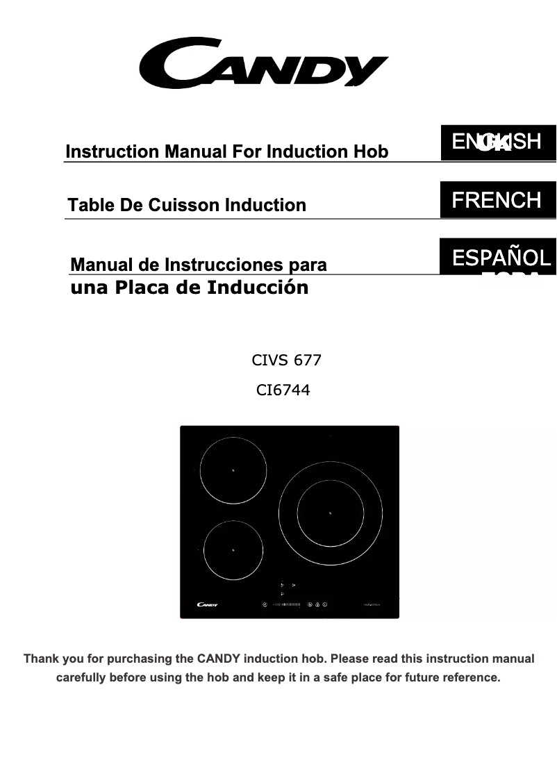Page 1 de la notice Mode d'emploi Candy CI6744