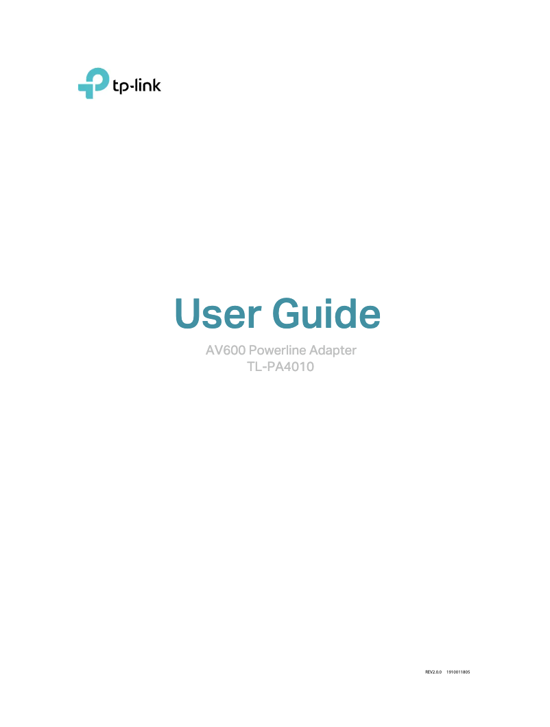 Page n°1 - Manuel utilisateur TP-Link TL-PA4010 KIT V2
