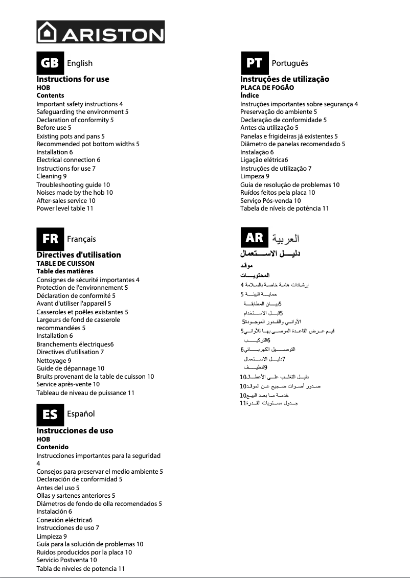 Page 1 de la notice Manuel utilisateur Ariston Thermo NIS 642 FB AUS