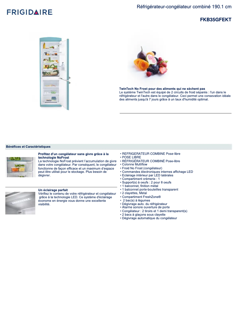 Page n°1 - Fiche technique Electrolux FKB35GFEKT