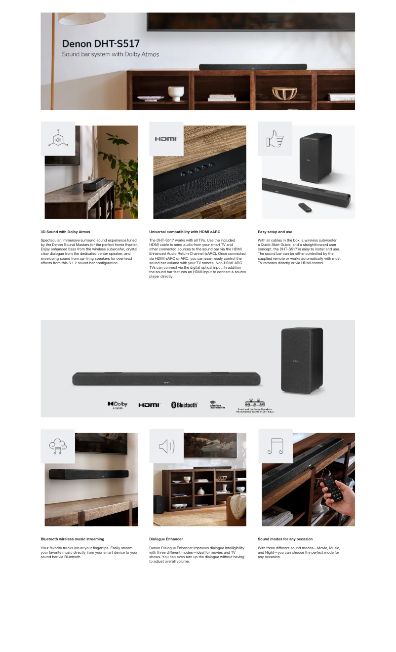 Page 1 de la notice Brochure Denon DHT-S517