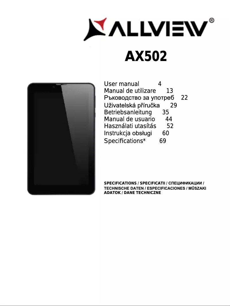 Image de la première page du manuel de l'appareil AX502