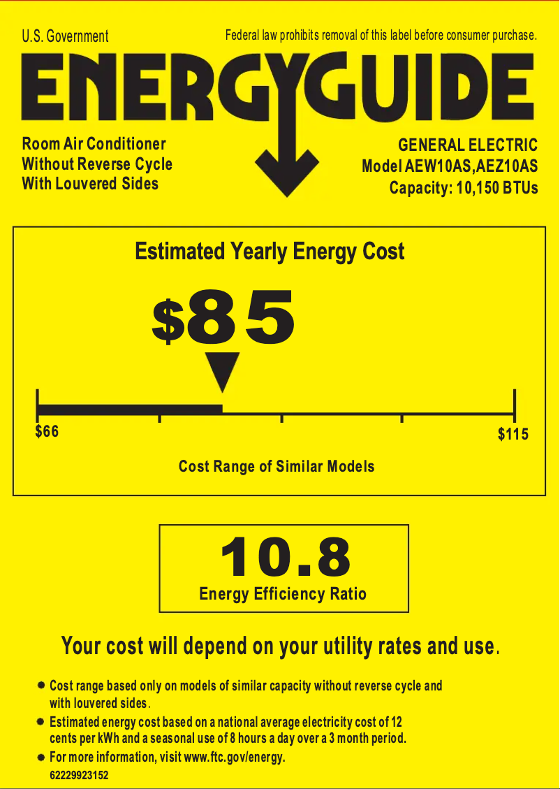 Page n°1 - Label énergétique GE AEZ10AS