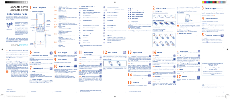 Page 1 de la notice Manuel utilisateur Alcatel 2005X