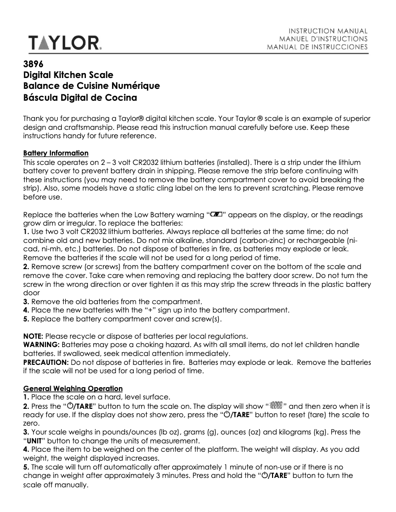 Image de la première page du manuel de l'appareil 3896