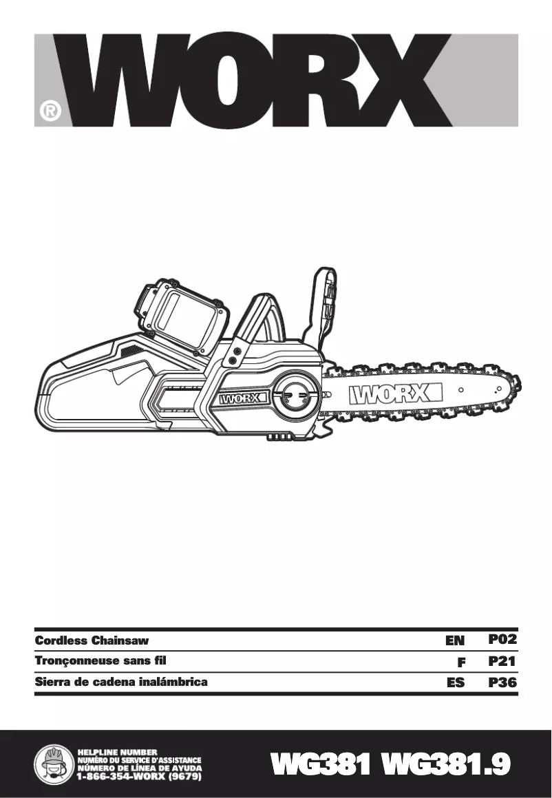 Page 1 de la notice Manuel utilisateur Worx WG381