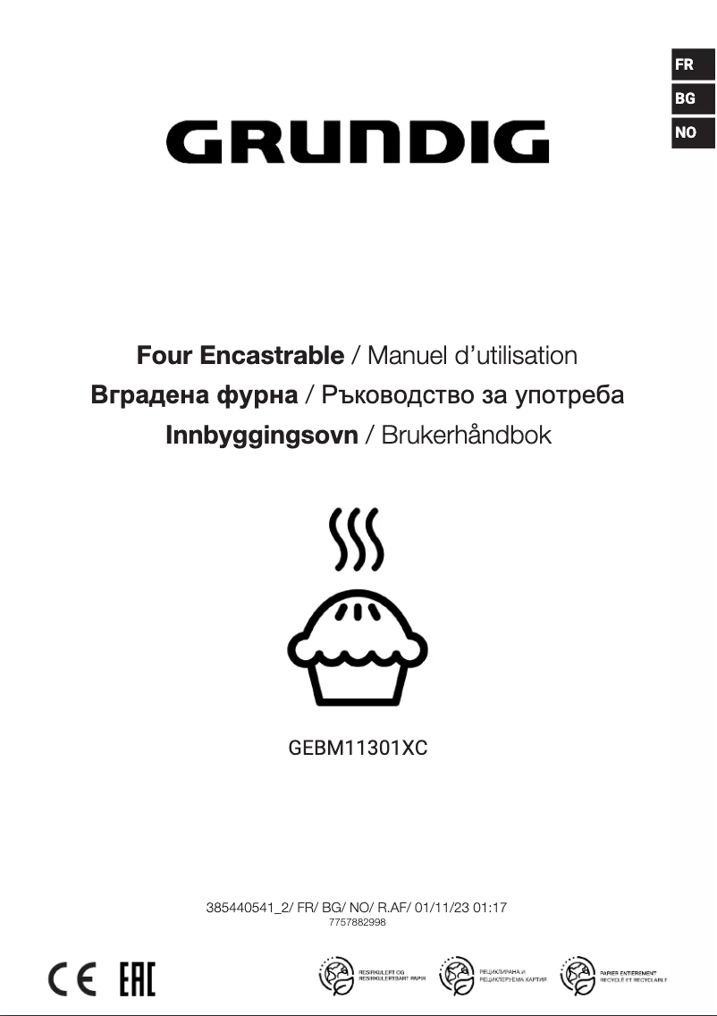 Page n°1 - Manuel utilisateur Grundig GEBM11301XC