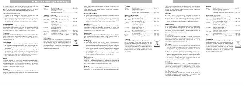 Page 1 de la notice Manuel utilisateur Beyerdynamic TG I53c Stereo-Set