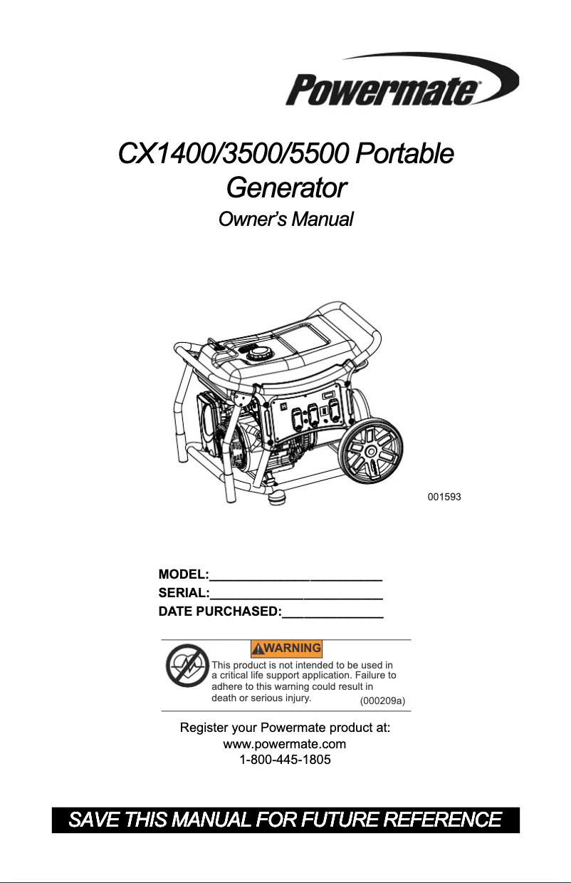 Page 1 de la notice Manuel utilisateur Powermate CX3500