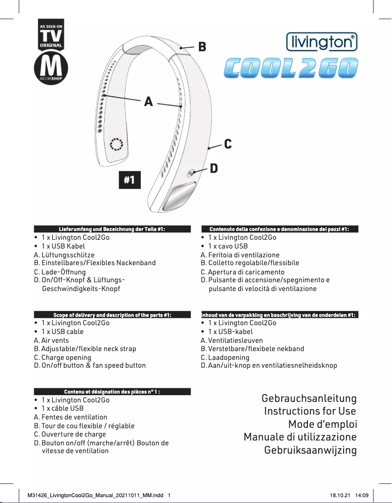 Page 1 de la notice Manuel utilisateur Livington Cool2Go