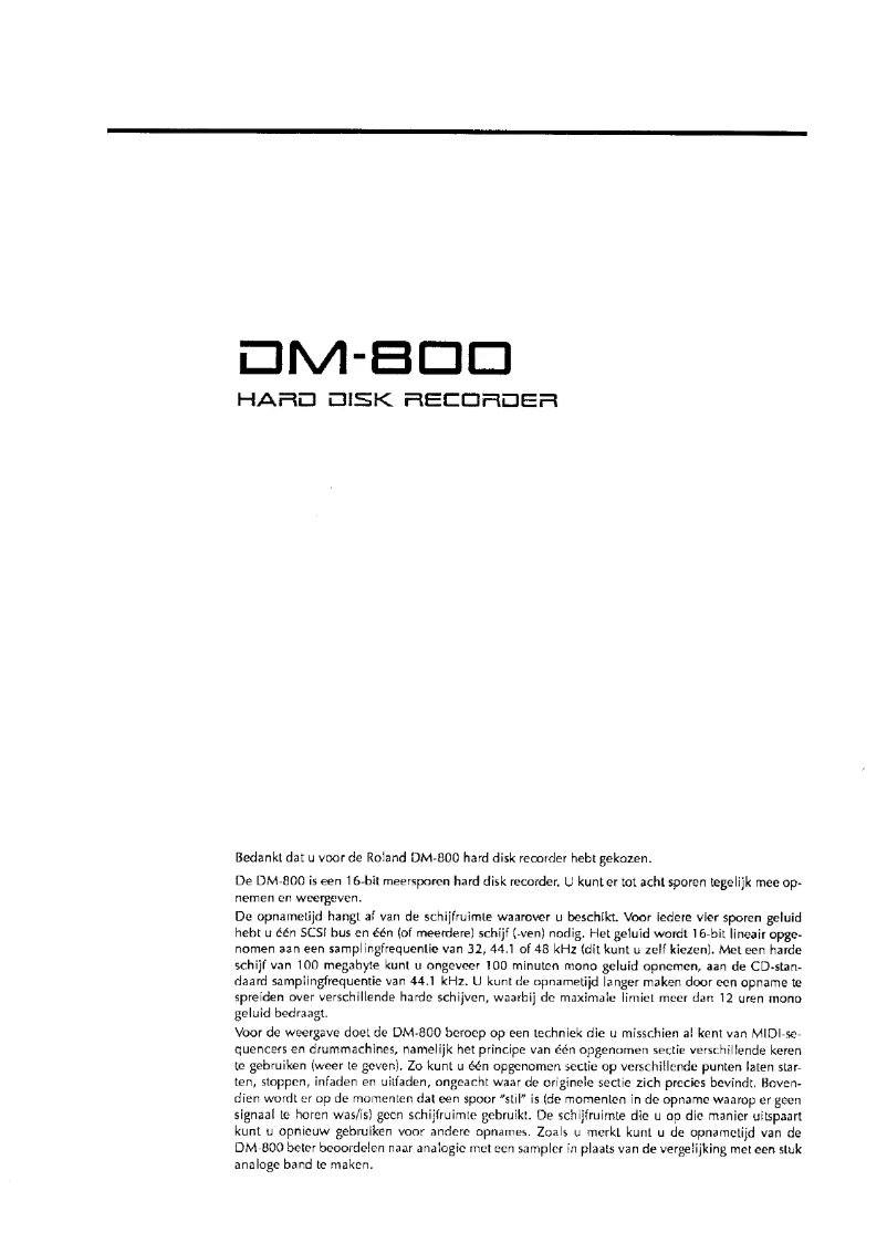 Page 1 de la notice Manuel utilisateur Roland DM-800
